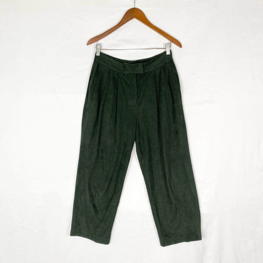 Mango Suit Womens Faux Suede Pleated‎ Trouser Pant Size 4 Wide Leg